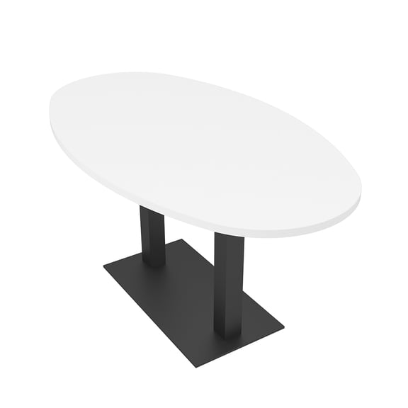 6 Person Conference Room Table Metal Base Boval Shape Electrical Unit