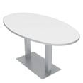 thumbnail image 1 of 5Ft Conference Room Table With Metal Base Boat Oval Shape w/Electric, 1 of 5