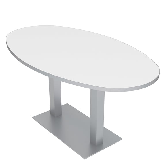 5Ft Conference Room Table With Metal Base Boat Oval Shape w/Electric