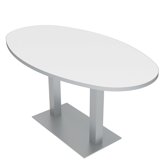 5Ft Conference Room Table With Metal Base Boat Oval Shape w/Electric