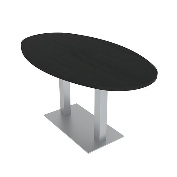 6 Person Conference Room Table Metal Base Boval Shape Electrical Unit