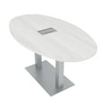 thumbnail image 1 of 5Ft Conference Room Table With Metal Base Boat Oval Shape w/Electric, 1 of 7