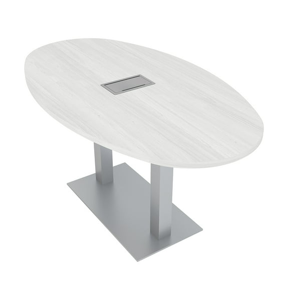 5Ft Conference Room Table With Metal Base Boat Oval Shape w/Electric
