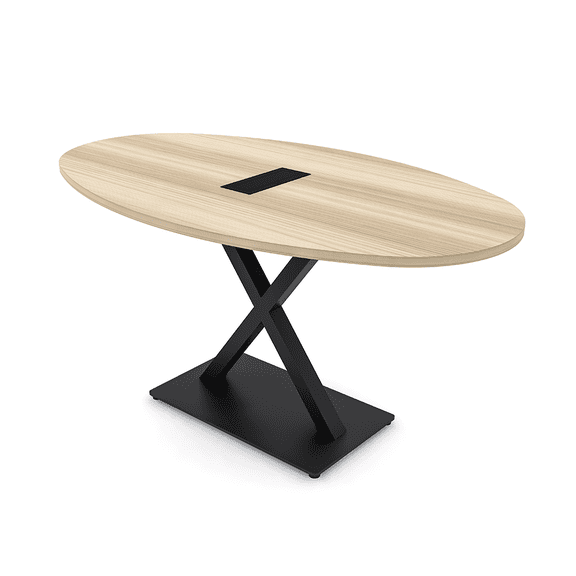6 Person Conference Room Table X Base Boval Shape Electrical Unit