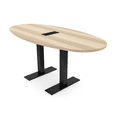 thumbnail image 1 of 6 Person Conference Table Metal T Bases Boat Oval Shape w/Electric, 1 of 7