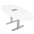 thumbnail image 1 of 6 Person Conference Table Metal T Bases Boat Oval Shape w/Electric, 1 of 7