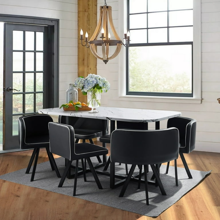 6 Person Dining Set Aukfa Modern Dining Table with Metal Legs
