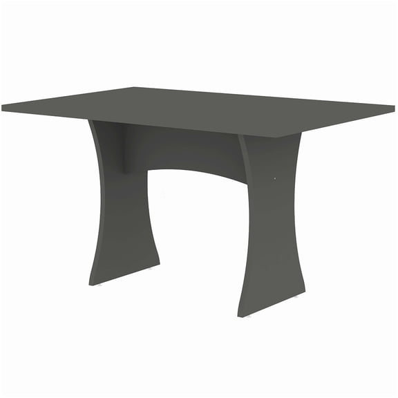 6-Person Dining Table, Charcoal Gray Finish MDF, Modern H-Base Design with Adjustable Feet