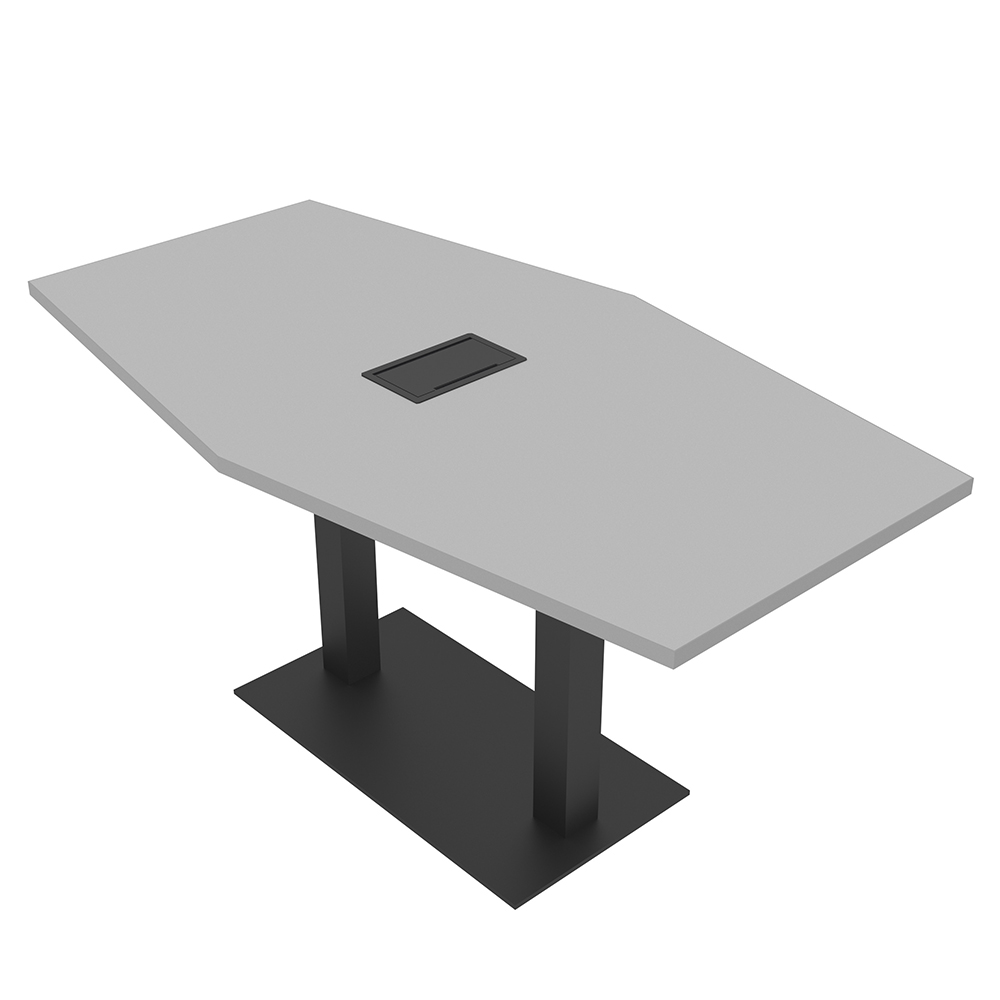 6 Person Hexagon Conference Table Square Metal Base Data And Electric ...