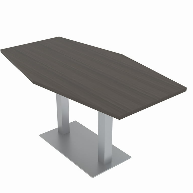 6 Person Hexagon Conference Table Square Metal Base Data And Electric