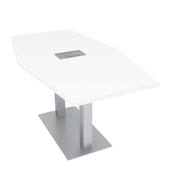 6 Person Hexagon Conference Table Square Metal Base Data And Electric