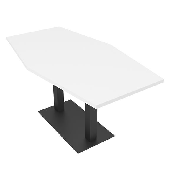 6 Person Hexagon Conference Table Square Metal Base Data And Electric