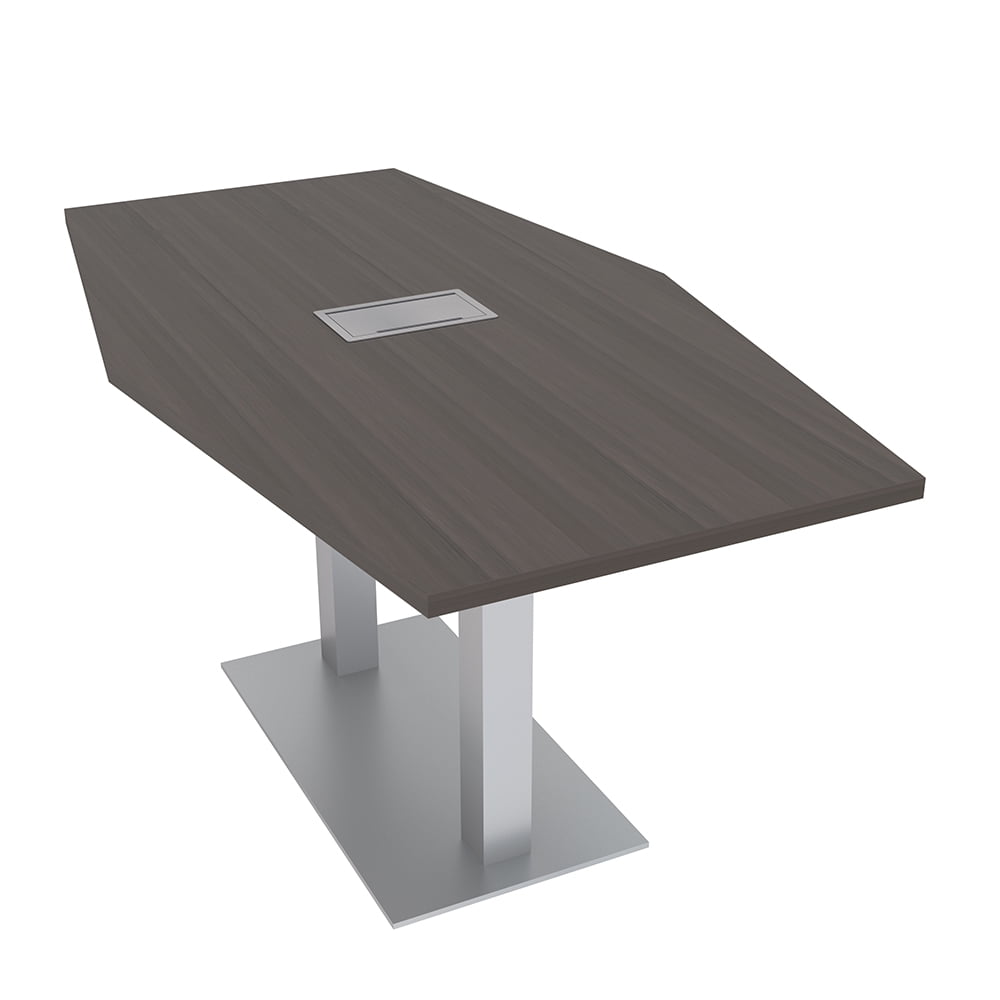 6 Person Hexagon Conference Table Square Metal Base Data And Electric ...