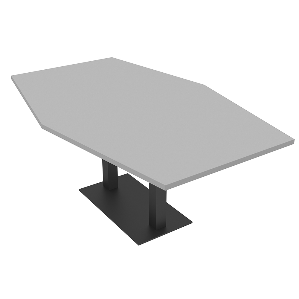 6 Person Hexagon Conference Table Square Metal Base Electric Unit ...