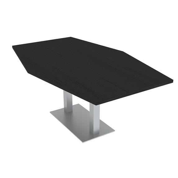 6 Person Hexagon Conference Table Square Metal Base Electric Unit