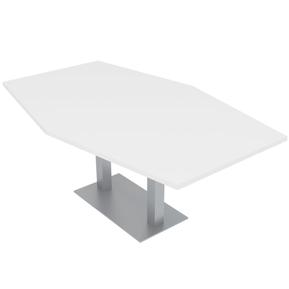 6 Person Hexagon Conference Table Square Metal Base Electric Unit