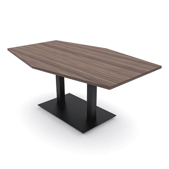 6 Person Hexagon Conference Table Square Metal Base Electric Unit