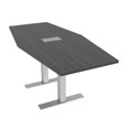 thumbnail image 1 of 6 Person Hexagon Conference Table With Metal T-Bases Electric Module, 1 of 7