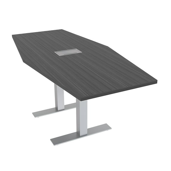 6 Person Hexagon Conference Table With Metal T-Bases Electric Module