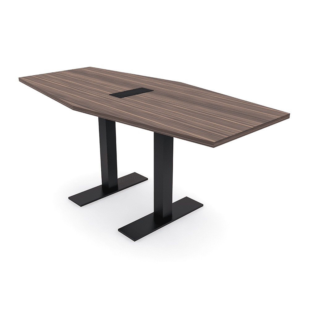 6 Person Hexagon Conference Table With Metal T-Bases Electric Module ...