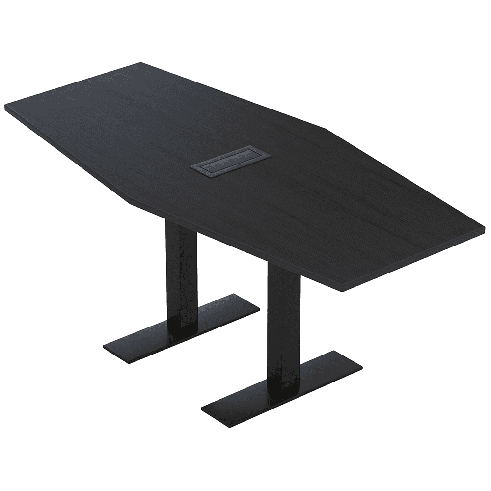 6 Person Hexagon Conference Table With Metal T-Bases Electric Module ...