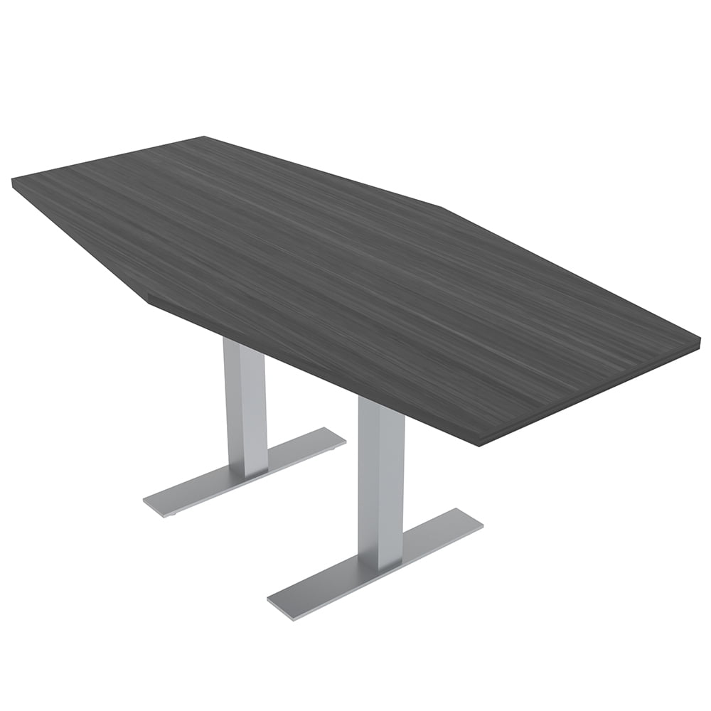 6 Person Hexagon Conference Table With Metal T-Bases Electric Module ...