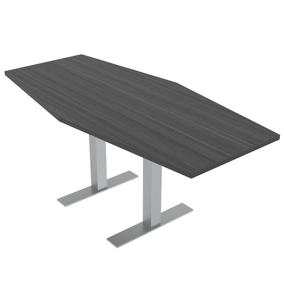 6 Person Hexagon Conference Table With Metal T-Bases Electric Module