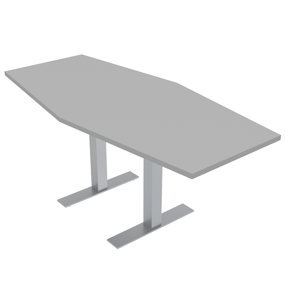 6 Person Hexagon Conference Table With Metal T-Bases Electric Module ...