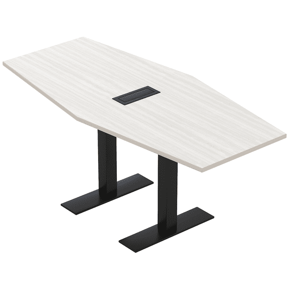 6 Person Hexagon Conference Table With Metal T-Bases Electric Module