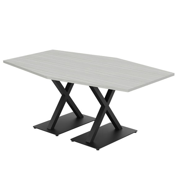 6 Person Hexagon Conference Table With X Shaped Base And Electric Unit