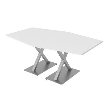 6 Person Hexagon Conference Table With X Shaped Base And Electric Unit