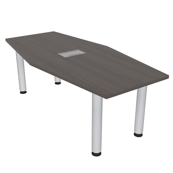 6 Person Hexagon Irregular Conference Table Silver Legs Power And Data