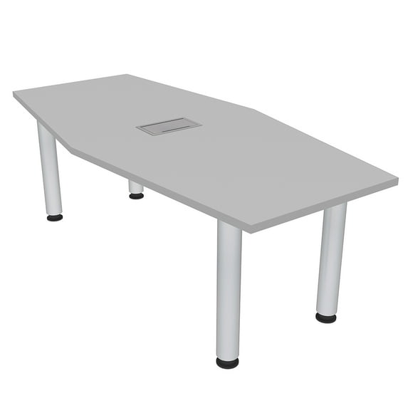 6 Person Hexagon Irregular Conference Table Silver Legs Power And Data