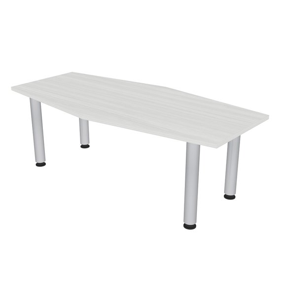 6 Person Hexagon Irregular Conference Table Silver Legs Power And Data