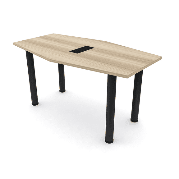 6 Person Hexagon Irregular Conference Table Silver Legs Power And Data