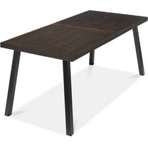 6-Person Indoor Outdoor Acacia Wood Dining Table, Picnic Table w/Powder-Coated Steel, 350 Pound Capacity Legs - Espresso