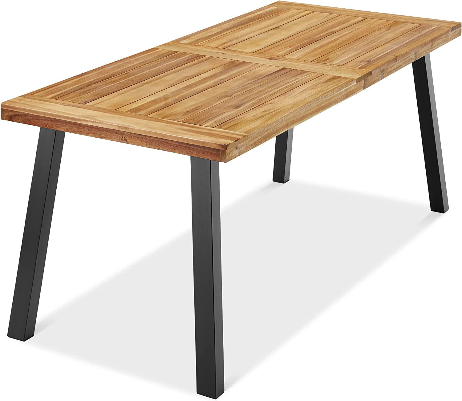 Rustic Acacia Wood 6-Person Dining Table with Metal Legs