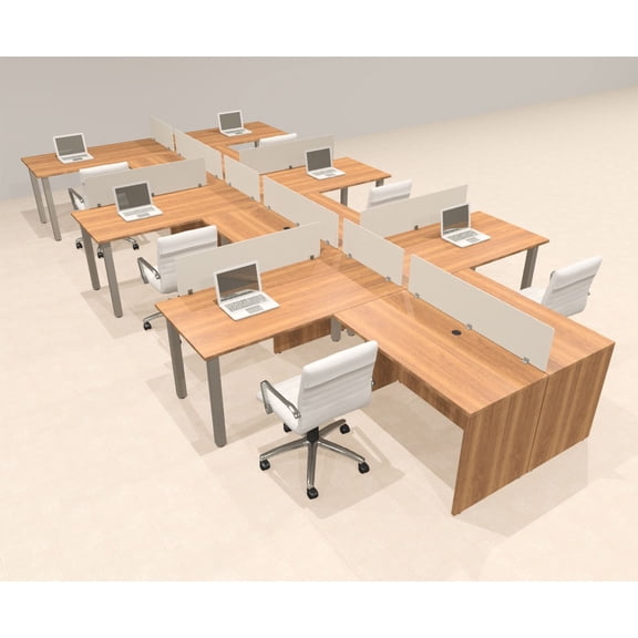6 Person Modern Metal Leg Office Workstation Desk Set, #OT-SUL-SPM111
