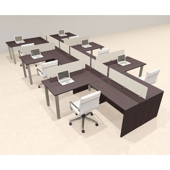 6 Person Modern Metal Leg Office Workstation Desk Set, #OT-SUL-SPM113
