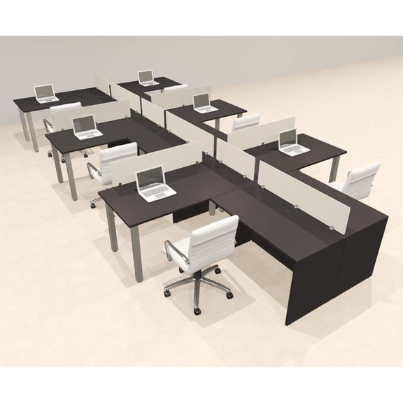 6 Person Modern Metal Leg Office Workstation Desk Set, #OT-SUL-SPM114