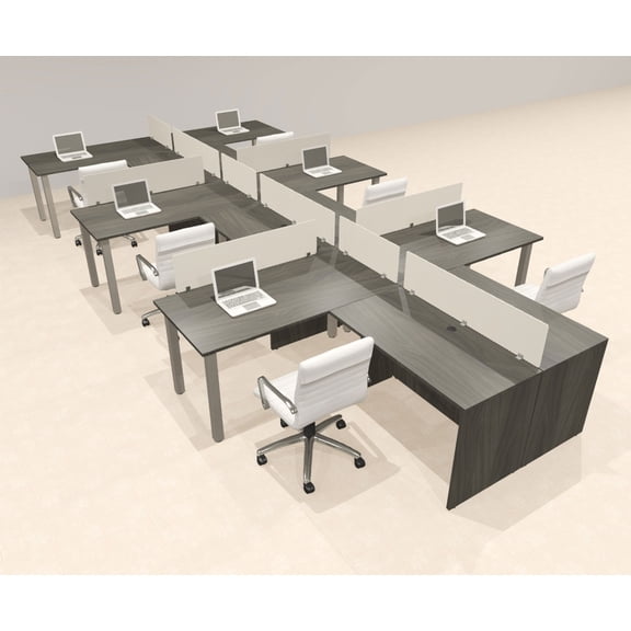 6 Person Modern Metal Leg Office Workstation Desk Set, #OT-SUL-SPM115