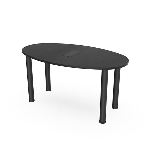 6 Person Oval Boat Shaped Conference Table  Legs Power And Data