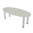 thumbnail image 1 of 6 Person Oval Boat Shaped Conference Table Silver Legs Power And Data, 1 of 5