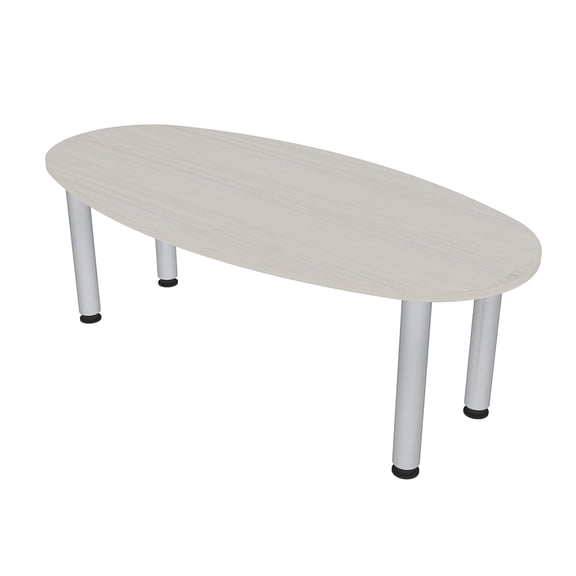 6 Person Oval Boat Shaped Conference Table Silver Legs Power And Data