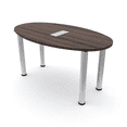 thumbnail image 1 of 6 Person Oval Boat Shaped Conference Table Silver Legs Power And Data, 1 of 7