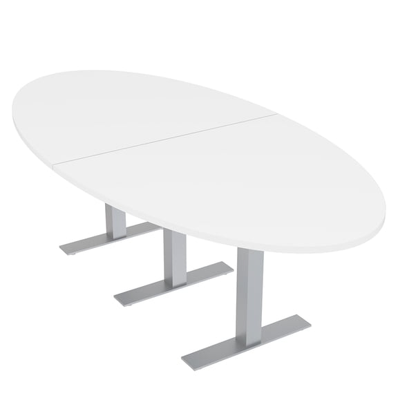 6 Person Oval Conference Table Metal T-Bases Power And Data Modules