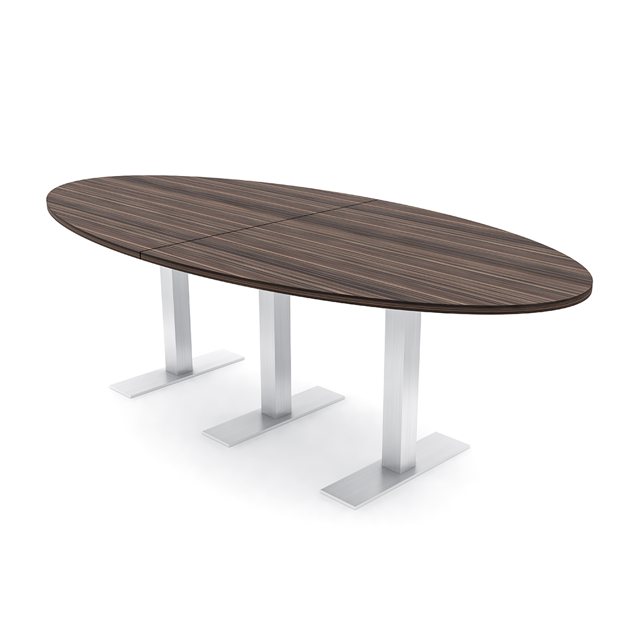 6 Person Oval Conference Table Metal T-Bases Power And Data Modules