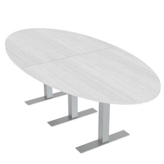 6 Person Oval Conference Table Metal T-Bases Power And Data Modules