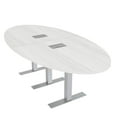 thumbnail image 1 of 6 Person Oval Conference Table Metal T-Bases Power And Data Modules, 1 of 7