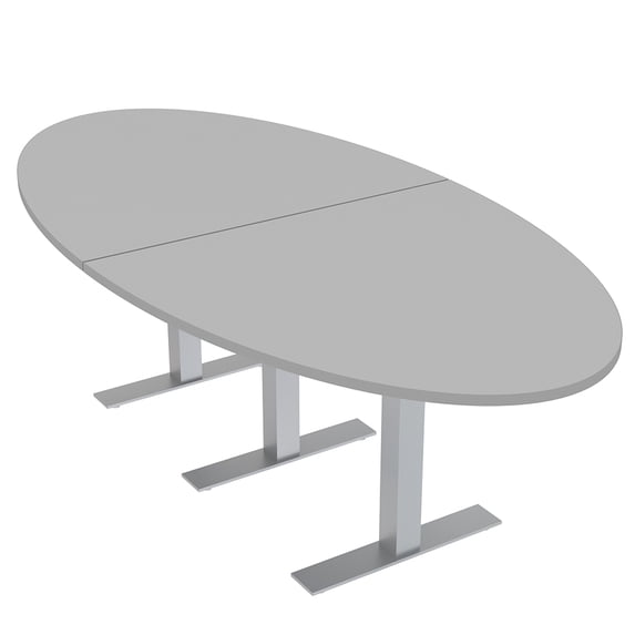 6 Person Oval Conference Table Metal T-Bases Power And Data Modules